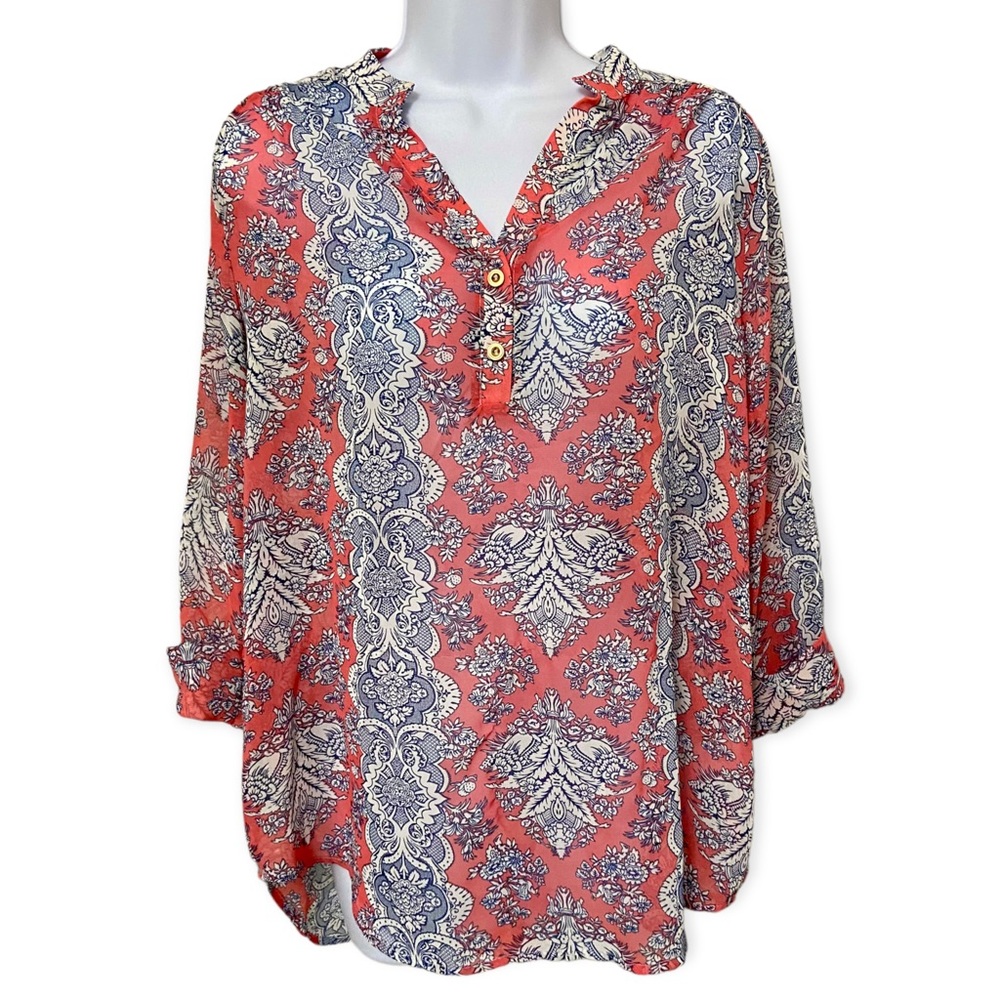 MIIN Sheer V-Neck Blouse Size M
